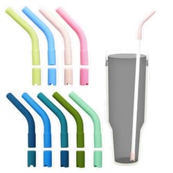 KEIFIN 18 Pcs 8mm Silicone Straw Tips and Pedestals Reusable Food Grade Rubber Straw Tips for Metal Straws Replacement Flex Elbow Silicone Straw Covers for Stanley Cup Tumbler Fit for 8-10mm Diameter Straws