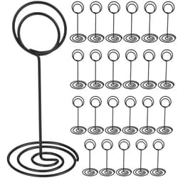 TecUnite 24 Pack 3.35 Inch Table Number Holder Place Card Wire Photo Holder Picture Name Menu Clips Memo Note Cards Stand for Wedding Reception Anniversary Birthday Party Centerpieces(Black)