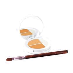 Sheer Cover Studio – Conceal and Brighten Highlight Trio – Two-Toned Concealers – Shimmering Highlighter – Medium/Tan Shade – With FREE Concealer Brush – 3 Grams