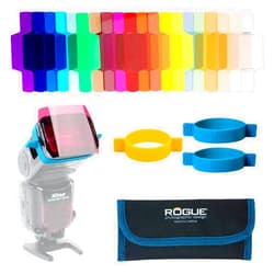 Rogue Flash Gels for Speedlights - 20 Gel Colors - Universal Fit Lighting Filters - Gels Printed for Easy Identification - Combo Kit for Portrait Photographers