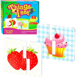 SpriteGru 48 Food Matching Puzzles with Error-Correction Mechanism Pre-Primer in 2 Pieces, Perfect for Preschool Learning (24 Blocks Double Sided)