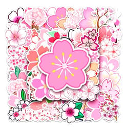 LICHI DECOR Sakura Stickers |50Pcs Oriental Cherry Waterproof Vinyl Decals for Bike Water Bottles Laptop Bicycle Refrigerator Cup Luggage Computer Mobile Phone Skateboard Decor