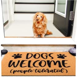 Tinideya Dogs Welcome People Tolerated Door Mat, Funny Dog Doormat, Dog Welcome Mat Gift for Dog Lovers, Dog Mom Gifts for Women, Hope You Like Dogs Doormat for Home Entrance Porch Outdoor Indoor