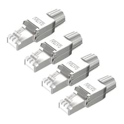 VCELINK RJ45 Cat6A Connectors Tool-Free Reusable Shielded Ethernet Termination Plugs for 23AWG SFTP UTP Cable, 10G Easy Internet Plug, Fast Field Installation 4 Pack