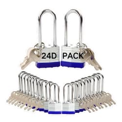 SEPOX® 24Pcs Set Laminated-Padlocks with Key Different, Extra Long-Shackle, 1-9/16