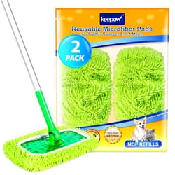 KEEPOW Reusable Wet Pads Refills Compatible with Swiffer Sweeper, Dry Sweeping Cloths, Washable Microfiber Wet Mopping Cloths for Hardwood Floor Cleaning, 2 Pack (Mop is Not Included)