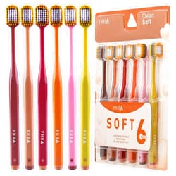 Heiana Extra Soft Toothbrush for Sensitive Gums, Wide Head Soft Bristle Toothbrush with Soft Flossing Micro Nano Bristles for Adults, Pregnant Women, Elderly, Braces, 6pcs