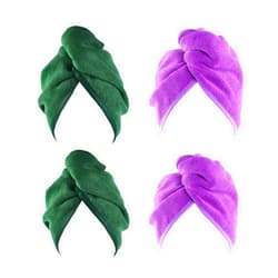 YoulerTex Ultra Plush Microfiber Hair Towel Wrap for Women, 4 Pack 10 inch X 26inch Purple, Ultra Absorbent Twist Hair Turban Drying Cap Hair Wrap, for Drying Curly, Long & Thick Hair