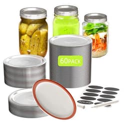 GOLIFE 60-Count, Regular Mouth Canning Lids for Ball, Kerr Jars, Split-Type Metal Mason Jar Lids for Canning 100% Fit & Airtight for Regular Mouth Jars with Food Grade Material