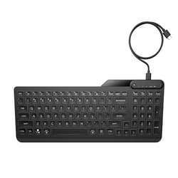 HP 400 Backlit Wired Keyboard (Ash Wired) - Warm White LED Illuminated Keys w/ 3 Brightness Levels - Slim & Portable Design - 12 Programmable Keys - Spill-Resistant, Sanitizable