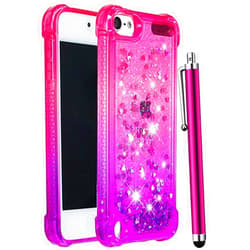 CAIYUNL iPod Touch 7 /iPod Touch 6 /iPod Touch 5 Case for Girls Women Kids,Glitter Bling Sparkle Shiny Liquid Floating Clear TPU Protective Phone Case for iPod Touch 7th/6th/5th Generation-Pink/Purple