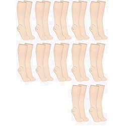 Janmercy 12 Pairs Ankle Bone Protection Figure Skating Socks with 6 PCS Ankle Gel Discs Nude High Tights for Ice Skates Footed Skate Socks Dance Tights
