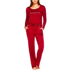 bebe Womens Long Sleeve Shirt and Pajama Pants Lounge Sleepwear Set