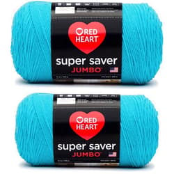 Red Heart Super Saver Jumbo Turqua Yarn - 2 Pack of 396g/14oz - Acrylic - 4 Medium (Worsted) - 744 Yards - Knitting/Crochet