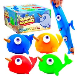 YoYa Toys Narwhal Squisheez Squishy Stress Relief Balls (Set of 4) | Stretchy Fidget Animal Shaped Toys for Boys, Girls & Adults | Colorful Fish Stretch Toy | Great for ADHD, Autism, Anxiety