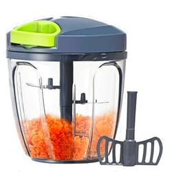 ZRWD Manual Food Processor Vegetable Chopper, Small Hand Pull String Garlic Onion Cutter for Veggies, Ginger, Fruits, Nuts, Herbs, etc, BPA Free Food Safe Material, 900ml Gray