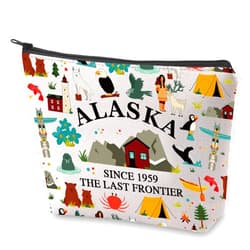 BLUPARK Alaska State Cosmetic Bag Alaska Souvenir Gift Alaska Last Frontier Travel Makeup Bag Alaska Lover Gift (Alaska)