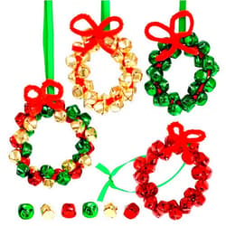 READY 2 LEARN Christmas Crafts | Create Your Own Jingle Bell Wreath Ornaments | Set of 4 | DIY Ornaments for Kids | Christmas Tree Decoration | All Materials Included