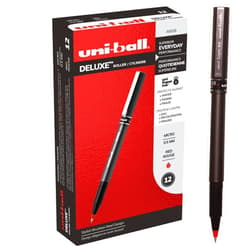 Uni-Ball Uniball Deluxe, Red Rollerball Pens - 0.5mm Micro Point, Pack of 12