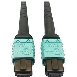 Tripp Lite 400GB Ethernet Fiber Optic Cable, Multimode 50/125 OM4 Cable, Plenum Rated, 24F MTP/MPO-PC (F/F), 1m, Aqua (N846D-01M-24AAQ)