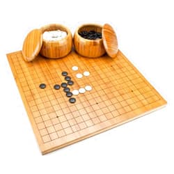 Brybelly Go Set All Natural Bamboo Wood Go Board | Bowls and 361 Bakelite Stones | 2-Player - Classic Chinese Strategy Board Game | Measures 19 x 19in Top Side or 13 x 13in Under Side Beginner's Board