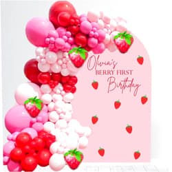 WallTag Berry First Birthday Decal - Berry First Birthday Decor - Happy Birthday Decal Party Backdrop - First Birthday for Balloon Arch - Personalized Birthday Sticker - Chiara Wall