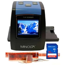 Konica Minolta MINOLTA Film & Slide Scanner, Convert Color & B&W 35mm, 126, 110 Negative & Slides, Super 8 Films to 22MP JPEG Digital Photos, 16GB SD Card, Worldwide (Black)