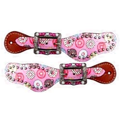 Showman Youth Donut Print Leather Spur Straps