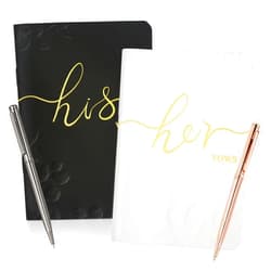 WEMATE Wedding Vow Books with Gold Foil Lettering, Upgraded Vow Books His and Hers with 2 Pen, His and Her Vow Books to Write Your Vows, Wedding Essentials & Wedding Gift, Black and White