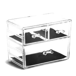 BINO THE MANHATTAN SERIES Acrylic Makeup Drawer Organizer-1 Large 2 Small Drawer | Clear Beauty Organizers and Storage| Cosmetic & Makeup Drawer| Home Organization| Jewelry & Vanity Accessories Drawer