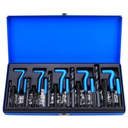 SEDY SAE Thread Repair Helicoil Kit - 131PC with HSS Drill Bits, Inserts, Taps, and Breakoff Tools for Rethreading on Metal, Engine, Pipe Repair - Sizes 1/4