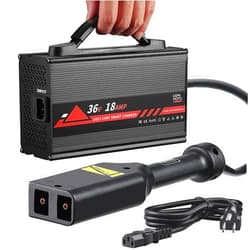 KEMIMOTO 36V Golf Cart Charger for EZGO TXT/TXTE/TXT PDS/Freedom TXT/Shuttle, 18A Golf Cart Battery Charger, Overcharge Protection, Full in 4-6H, Trickle Charge, 16 ft, D-Plug, for Lead Acid Battery