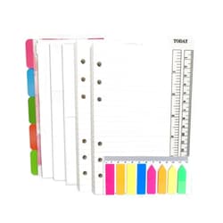 Nokingo A6 Refill Paper, 100 Sheets Lined Paper, 6 Hole Punched - 5 Binder Dividers, 3 PVC Pouches, 160 Colored Index Tabs, 1 Quick Page Finder, for Filofax Personal Planners, 3.75 x 6.75 Inch