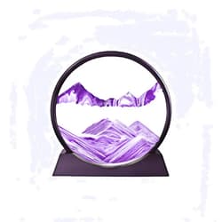 STÄYREN Moving Sand Art Picture Round 3D Hourglass Deep Sea Sandscape in Motion Dynamic Sand Art Liquid Motion Desktop Home Office Decor (Purple, 7 inch)