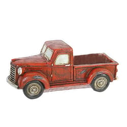 Slifka Sales Co. Slifka X4998 Vintage Pick-Up Truck Woodland 8.5 x 4.25 inch Red Resin Stone Collectible Tabletop Salt & Pepper Shakers with Figurine Storage Holder, Everyday Décor, 3 Piece Set