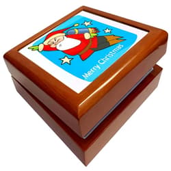 3dRose Merry Christmas Rocket Pack Santa Claus, Jewelry Box jb-160512-1