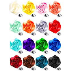 Yuxung 16 Pcs Men's Lapel Pins Handmade Satin Flower Boutonniere Pin Rose Flower Brooch for Suits Wedding Party Accessories