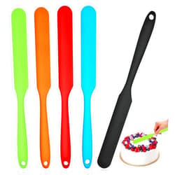 Tuojecuk Silicone Jar Scraper Spatulas, 5pcs Heat Resistant Cake Cream Peanut Butter Spatulas Mixing Batter Scraper, 9.6 inch Nonstick Bread Spatula Rubber Kitchen Jar Blenders Scraper Long