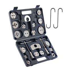 Orion Motor Tech Brake Caliper Wind Back Tool Kit, 24pc Brake Caliper Compression Tool Set with Thrust Bolt Assemblies Retaining Plates Caliper Hangers 18 Disc Adapters, Caliper Tool with Case, Black