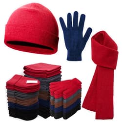 Moda West 72-Pack Gloves, Scarves, and Beanies - Bulk 24 Glove Pairs, 24 Scarves, 24 Beanies - Bulk Supplies for Cold Weather, Emergencies, Homeless, Charity