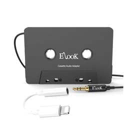 Elook Car Cassette Aux Adapter Kit, with A Smartphone to 3.5 mm Headphone Jack Adapter for Phone, MP3 ect. Black