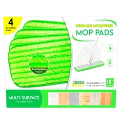 Turbo Microfiber Microfiber Mop Pads 4 Pack - Reusable Washable Cloth Mop Head Replacements Best Thick Spray Wet Dust Dry Flat Velcro Attachment 18
