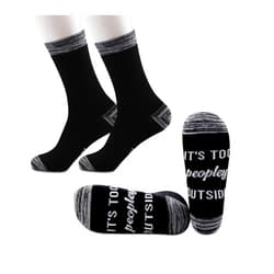 JXGZSO 2 Pairs Introvert Gift Socks Introvert Humor Gift It’s Too Peopley Outside Socks