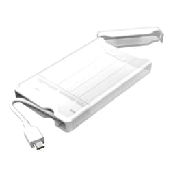 ineo 2.5 inch USB 3.0 Tool-Less External Hard Drive Enclosure for 9.5mm & 7mm SATA HDD SSD with UASP Supported - [T2573] (USB 3.1 Type C - White)