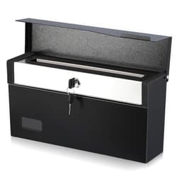 xydled Mailbox with Key Lock, Locking Wall Mount Mail Boxes for Outside, Steel Hanging Metal Mailbox, Modern Post Box, Black, 14.57''x7.09''x3.4''