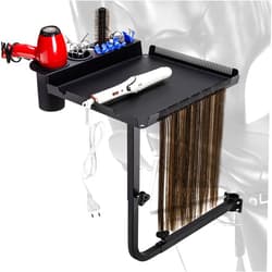 Noverlife Hairstylist Color Tray for Salon Attach to Chair, 360 Degree Rotating Salon Tray for Barber Chair Adjustable Styling Chair Tray, No Wheels Metal Tray for Hairdressing Tools, Tattoo Tools