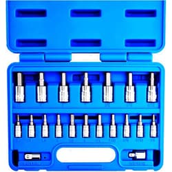 NEIKO 01150A SAE and Metric Hex Bit Socket Set | 20 Pieces | SAE 1/8” – 3/8” | Metric 3mm – 10mm | Two Socket Adapters 1/4
