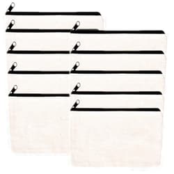 LIFEUNITE 10 PCS Canvas Makeup Bag Cosmetic Pouch Blank Zipper Bag-9.1 × 5.9 inch
