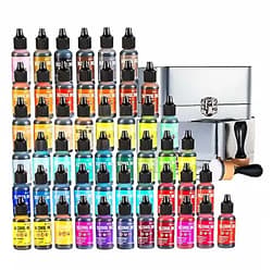 Tribello Ranger Tim Holtz Alcohol Ink Set, (51 Pack) 0.5oz Bottles | x2 Alcohol Ink Blending Tools for Alcohol Ink Paper | Tim Holtz Ink Storage Tin