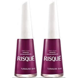 Risque Nail Polish Risque Turmalina | Esmalte de Unhas | Fast Dry, Hypoallergenic, Long-Lasting, Extra Sparkle, Made in Brazil | Turmalina, 0.3 oz, 8ml - Pack of 2